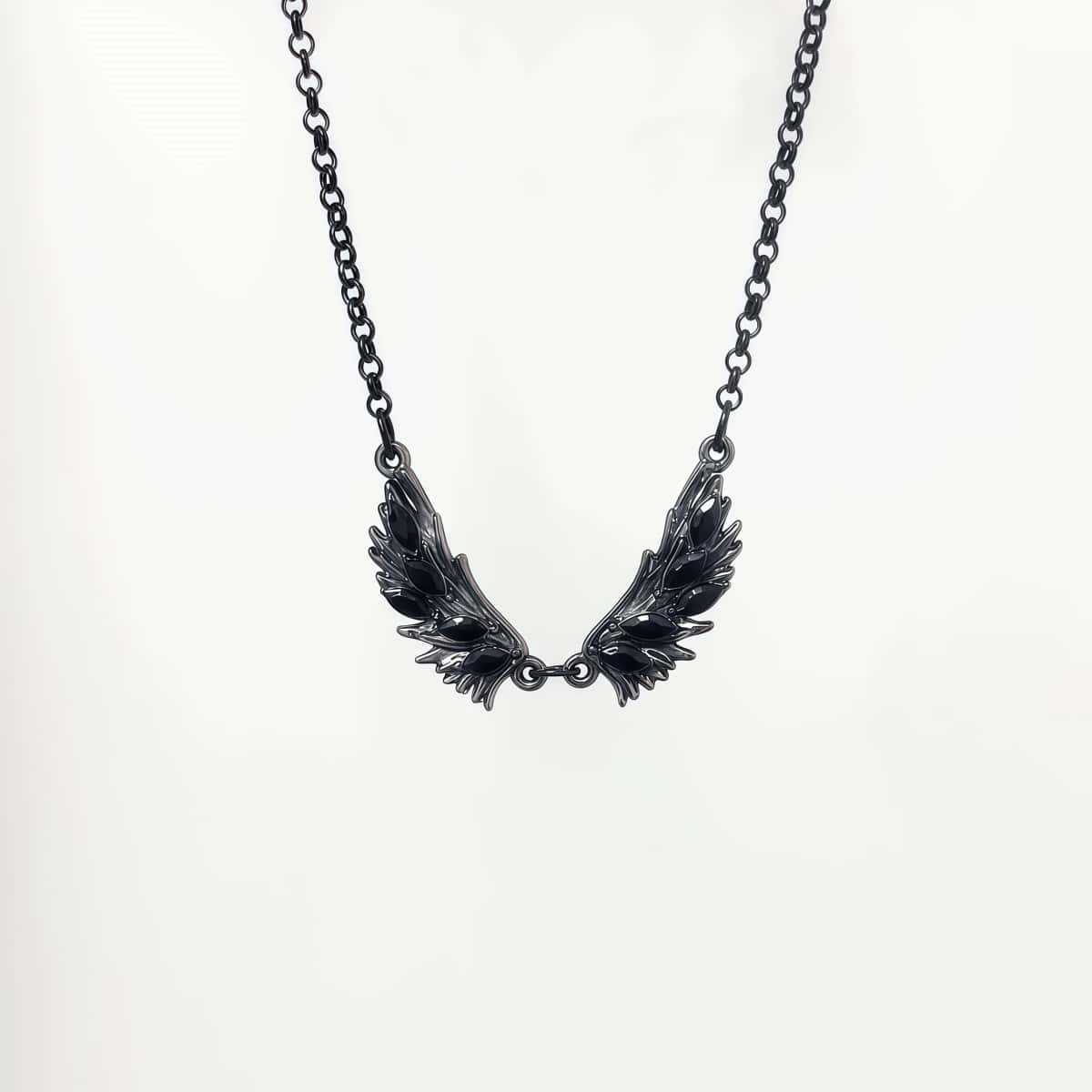 

New Personalized Creative Design Inlay Zircon Black Angel Wings Choker Necklace for Men Women Gothic Punk Collar Chain Jewelry чорний