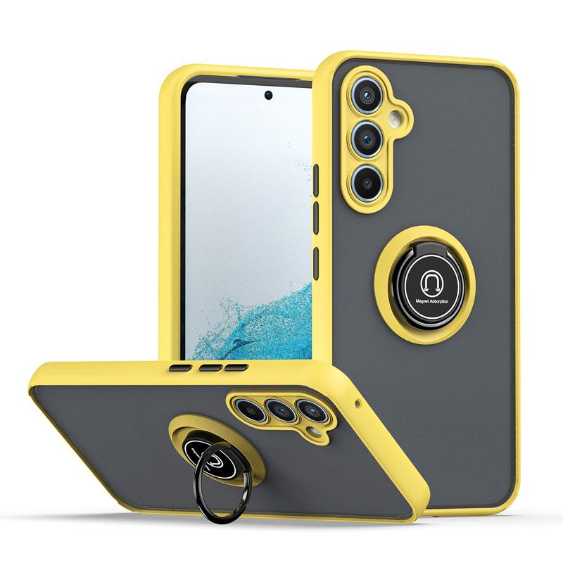Funda A55 5G Stand Matte Phone Case For Samsung Galaxy A55 A54 A14 A35 A25 A15 Magnetic Ring Folding Bracket Frosted Back Cover