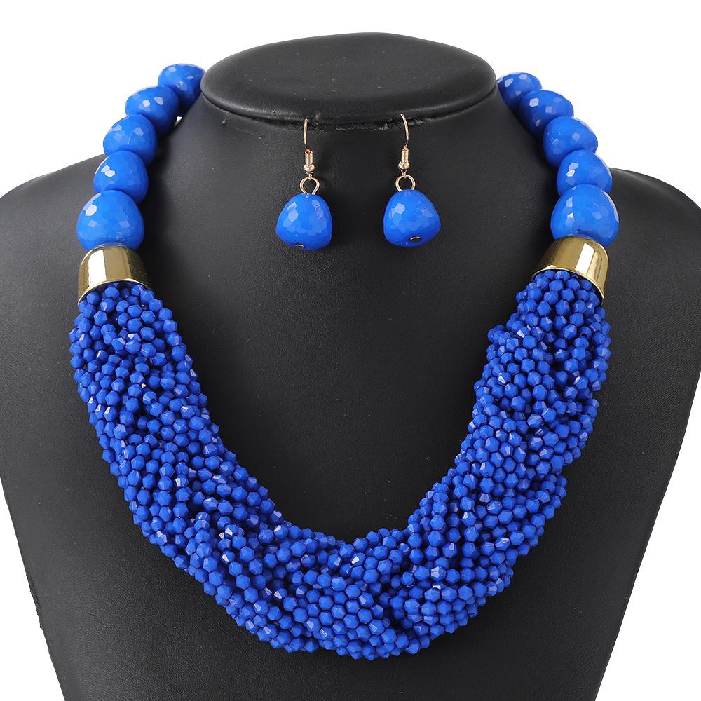 Bohemian Multi-Layer Beaded Necklace Set: Cross Weave & Retro Ethnic Style for Women