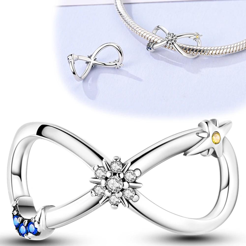 925 Silver Sunflower Beaded Bracelet Handmade Jewelry for Women Eternity String Fine Jewelry Making