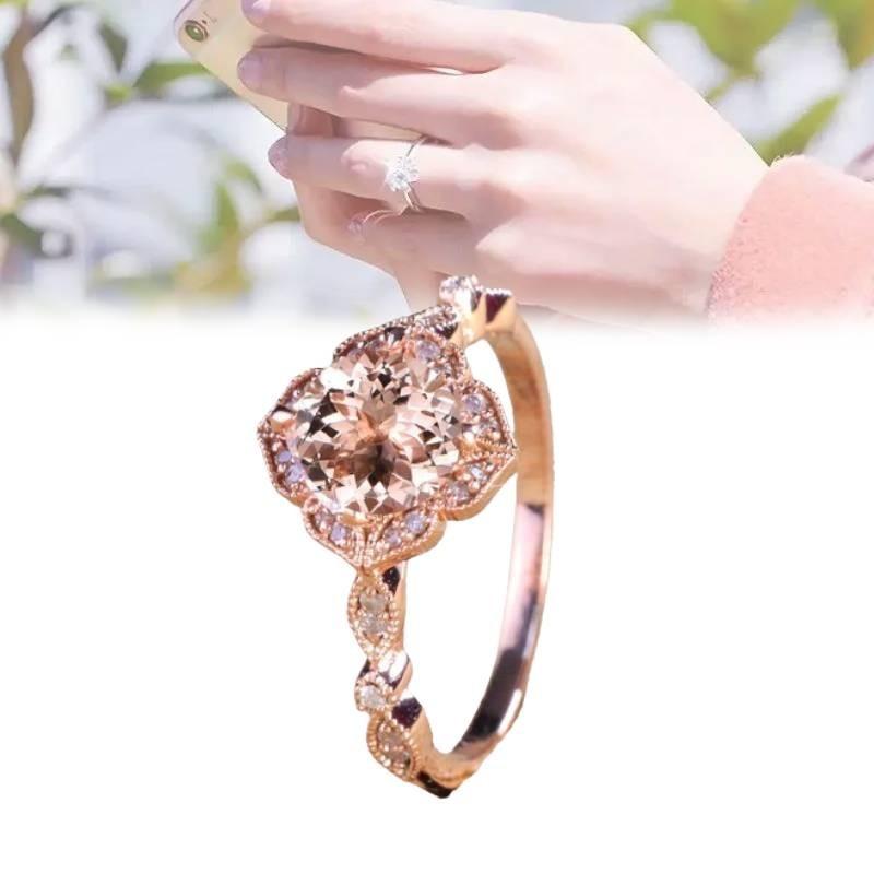 Elegant 18k Rose Gold Plated Zircon Princess Engagement Ring For Women In Sizes 6-10