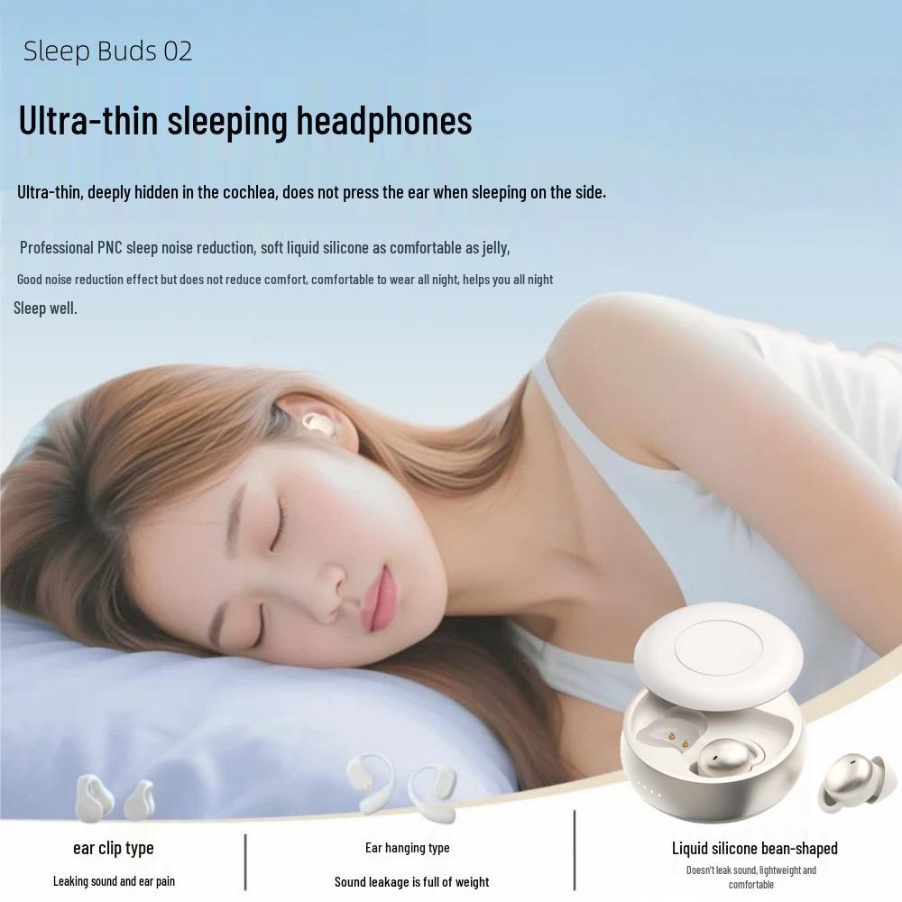 2025 Noise-Cancelling Bluetooth Earbuds: Pain-Free Side-Sleeping Silicone In-Ear Sports Earphones.