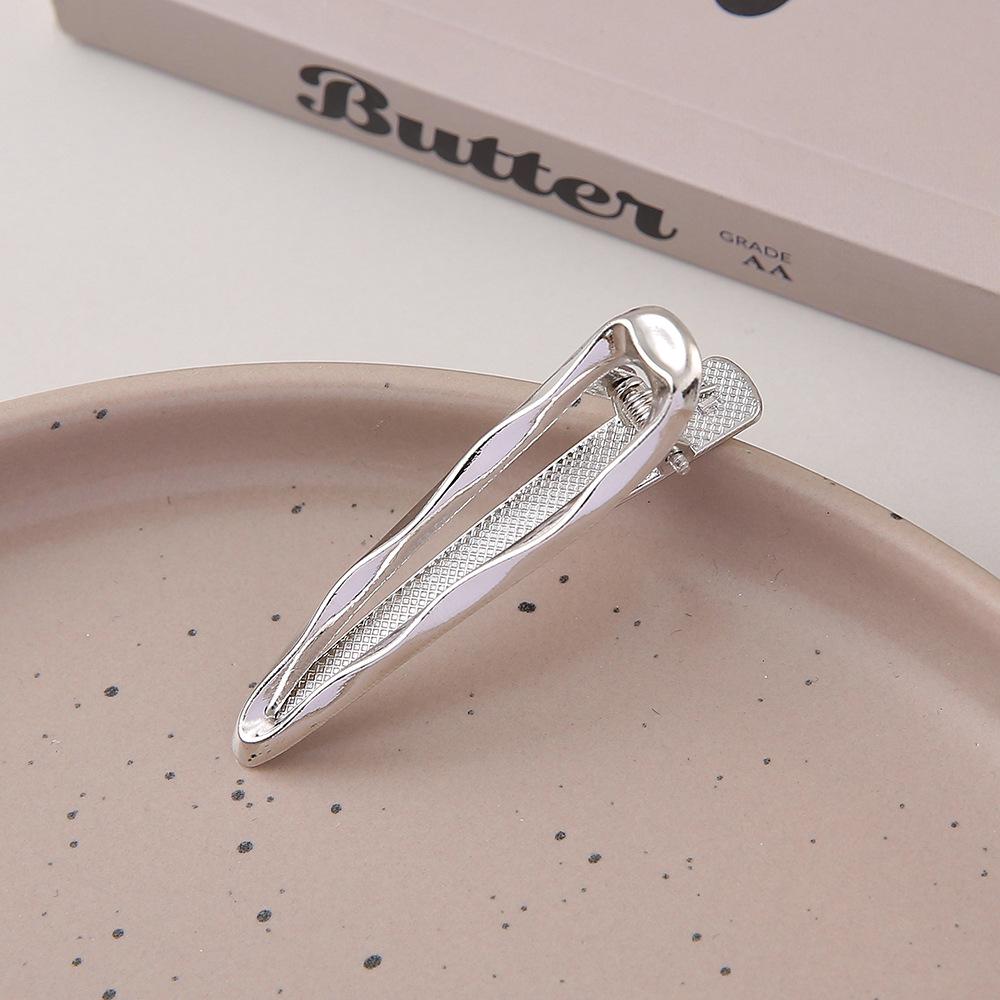 3pcs Metal Cutout Hair Clip Duck Beak Clip Square Clip Pearl Clip Diy Hair Accessories