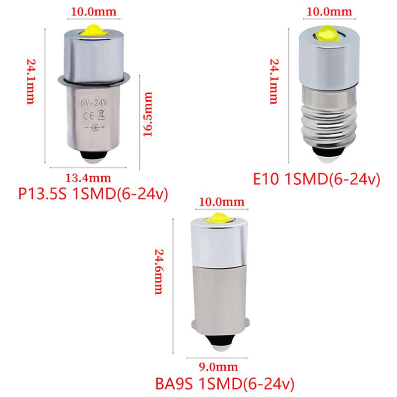 Bombillas LED de alta potencia P13.5S E10 Ba9S para linternas, 1 SMD, accesorios para lámparas