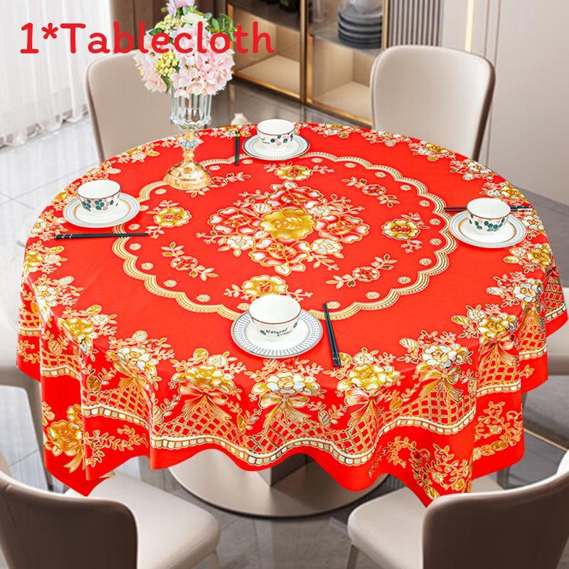 Pvc Round Square Tablecloth With Geometric Pattern For Home Dining And Holiday Decor