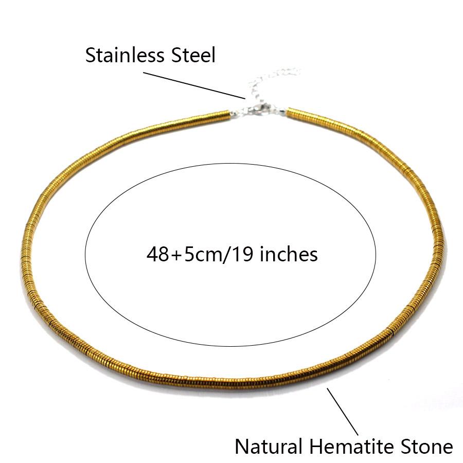 Minimalist 4mm Beads Hematite Stone Healing Necklace For Men 19 Inches Vintage Silver Gold Color Short Collar Casual Accessories