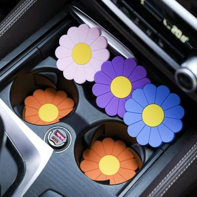 Blumen Auto Becheruntersetzer Anti-Rutsch Becheruntersetzer Runde Gänseblümchen Auto Aufbewahrungsmatte Auto Innenraum