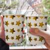 Amosfun Disposable Paper Cups, 250ml, Heat-Resistant, Thick, Gold with Star Pattern, Set of 100, Commercial Use, Insulated, Stylish, Durable, and Leak