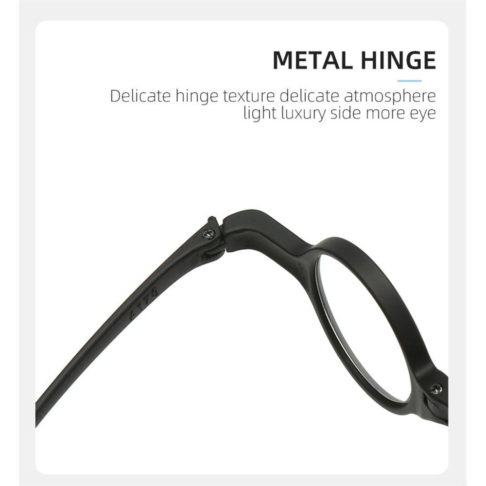 Round Lens Folding Reading Glasses with Zipper Glasses Case Spring Hinge Readers  for Women & Men