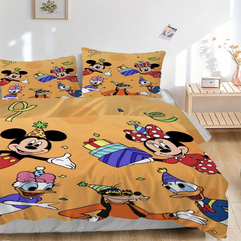 Mickey Mouse Party Celebration Print 3Pcs Bedding Setduvet Cover With 2 Bedropillowcase Home Birthday Gift