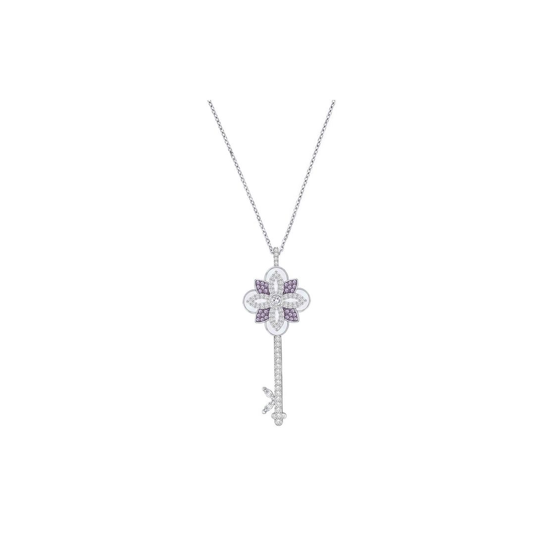 

Swarovski Gourmet Fashion Purple Flower Luxury Mother Of Pearl Rotating Key Long Sweater Chain Imitation Crystal Necklace Women necklace 5256233 Box (Random Color)