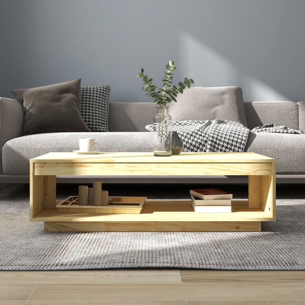 Wohnzimmer-Couchtisch, Beistelltisch für das Sofa, TV-Schrankspeicher, 110x50x33,5 cm aus massivem Kiefernholz