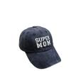 SUPER MOM Letter Embroidery Retro Washed Denim Baseball Cap For Women Mommy Sun Hat Hip Hop Snapback Cap Mother's Day Gift Visor