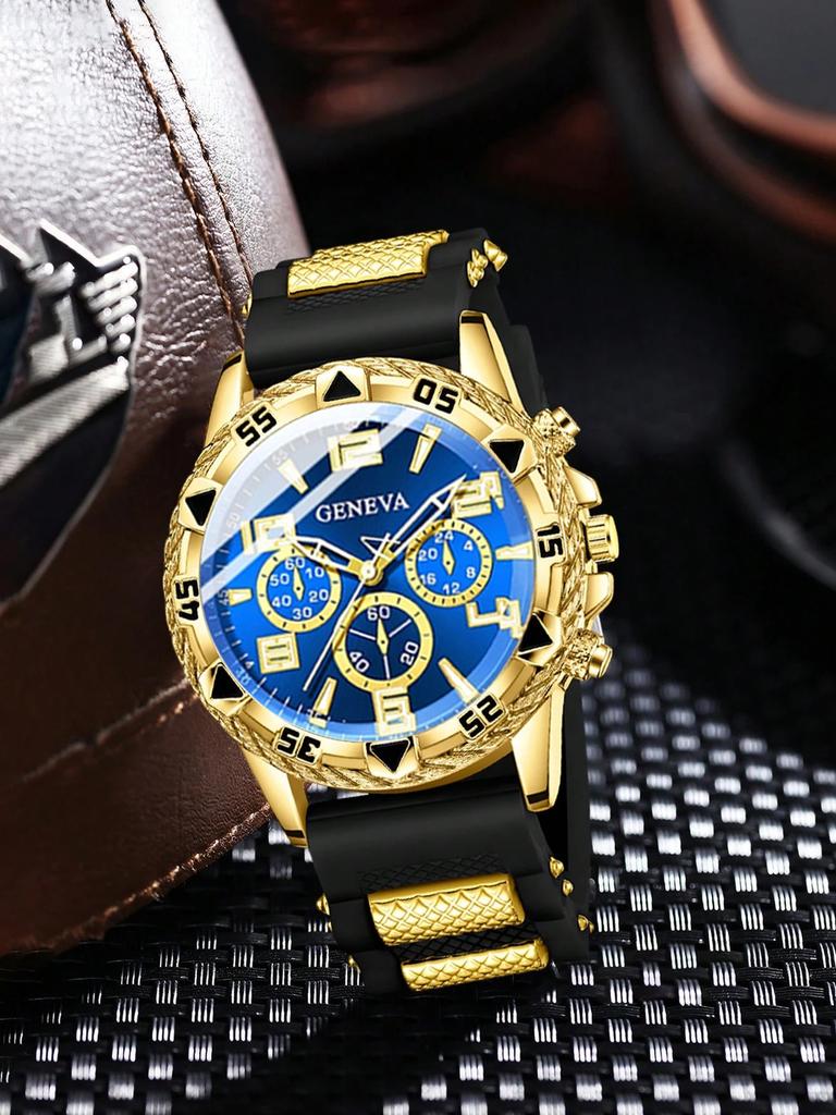 Men's Business Quartz Watch Trendy Style with Silicone Strap Suitable for Daily Wear Party Outfits Birthday Gift