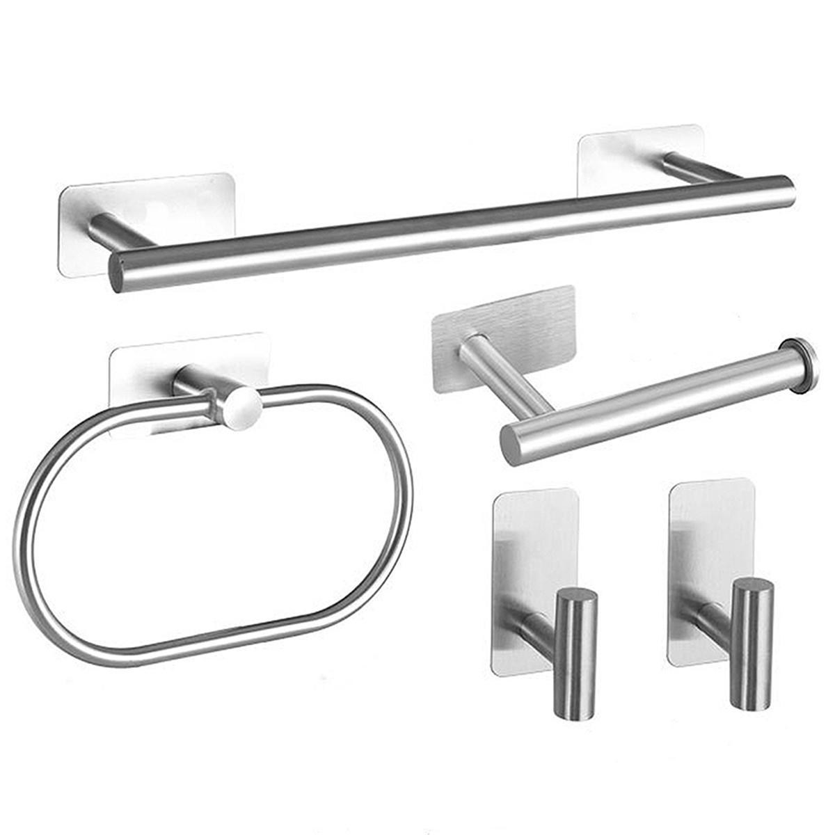 

Комплект оборудования для ванной комнаты Самоклеящийся держатель для полотенец из нержавеющей стали 304, держатель для бумаги, комплект аксессуаров без сверления