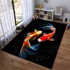 Koi Fish Pattern Carpet with Black Background, Modern Home Decor Rug Suitable for use as an anti-slip for living room bedroom sofas