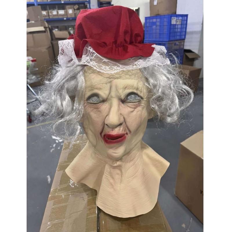 Halloween new product: Old man mask, old lady headgear costume props, latex bald head cover