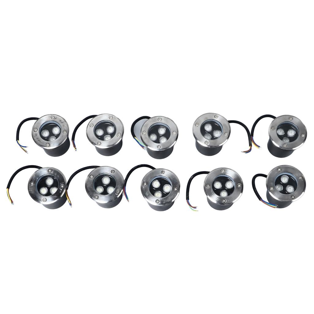 10pcs In Ground Light IP65 Waterproof Recessed LED Ground Lamp for Garden Lawn Deck 85-265V