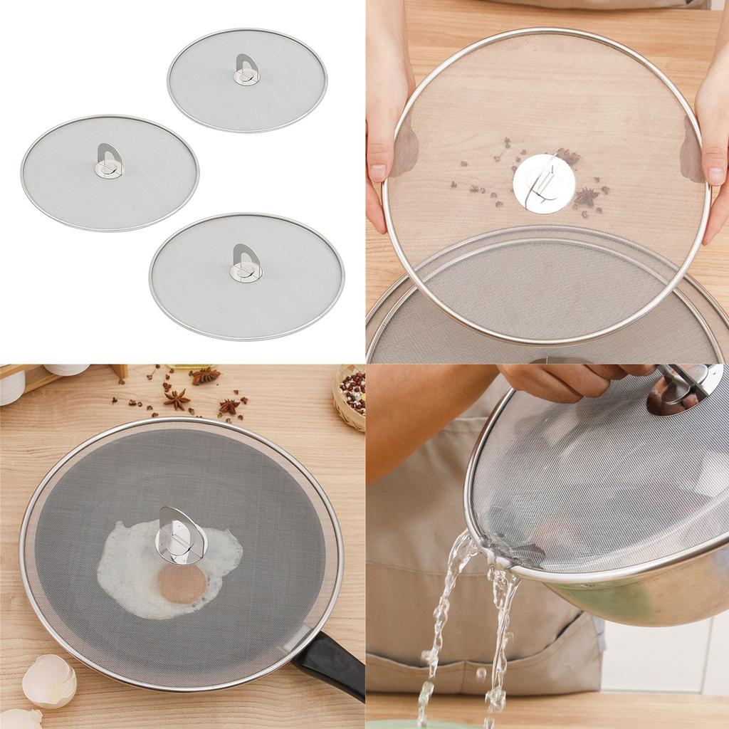 Metal Frying Pan Cover Splatter Screen Kitchen Tool Splatter Screen Spill Proof Kitchen Oil Proofing Lid Splatter Shield