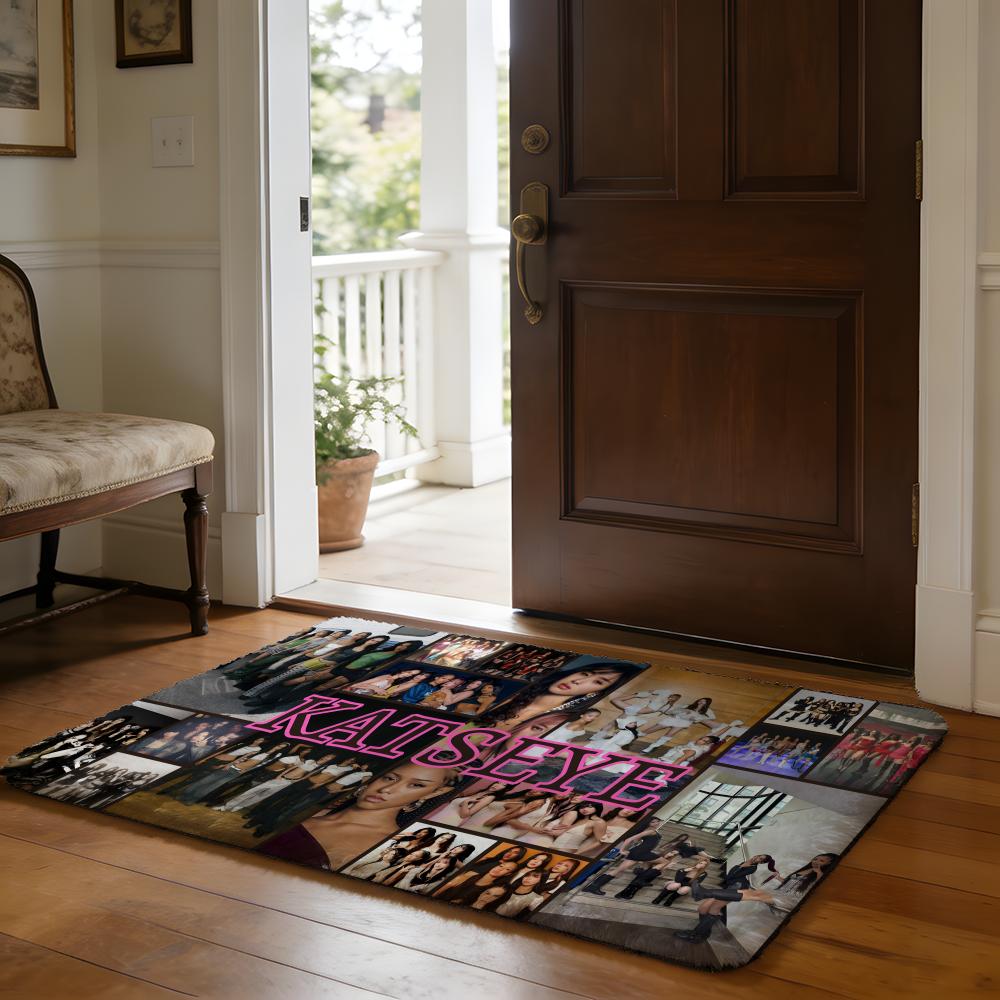 Band KKatseye Floor Mat Soft Flannel Absorbent Mat Non-Slip Rug Home Bedroom Bathroom