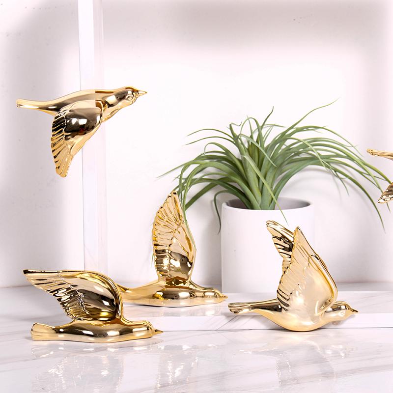 Golden Bird Wall Decoration Background Wall Simulation Bird Suspended Structure Pendant Hanging Decoration Home Decoration