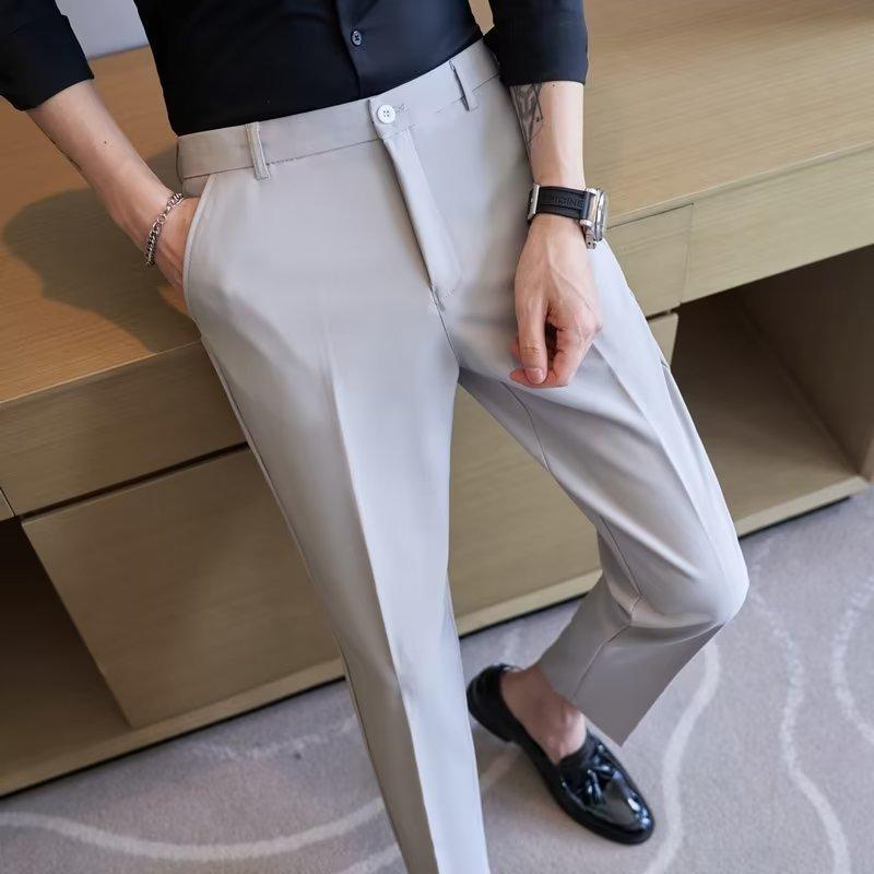 Casual Pants Men's Spring and Autumn New High-end Men's Pants Slim-fitting Embroidered Fashion Nine-point Suit Pants