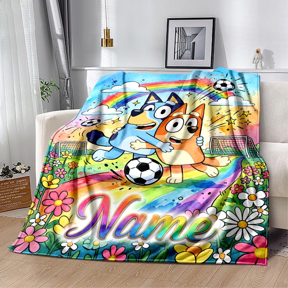 Rainbow Soccer Friends Customize Text Blanket Gift Personalized Blanket Soft Warm Cozy for Office Picnics Seaside Bedding Four Seasons Universal