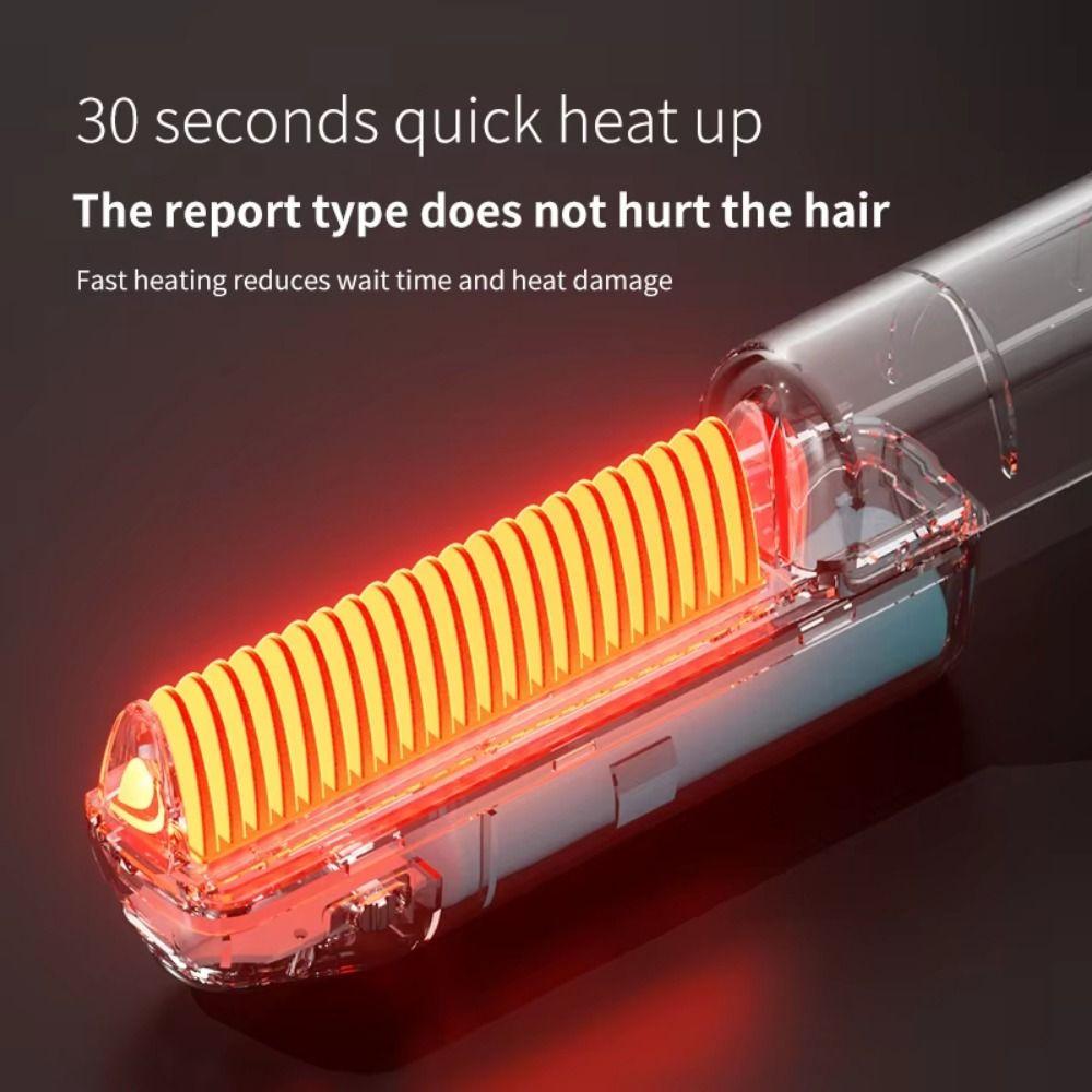 Anti Scald Electric Hair Straightening Comb Scalable Fast Heating Negative Ion Straighten Brush Smooth Comb Teeth 3 Modes