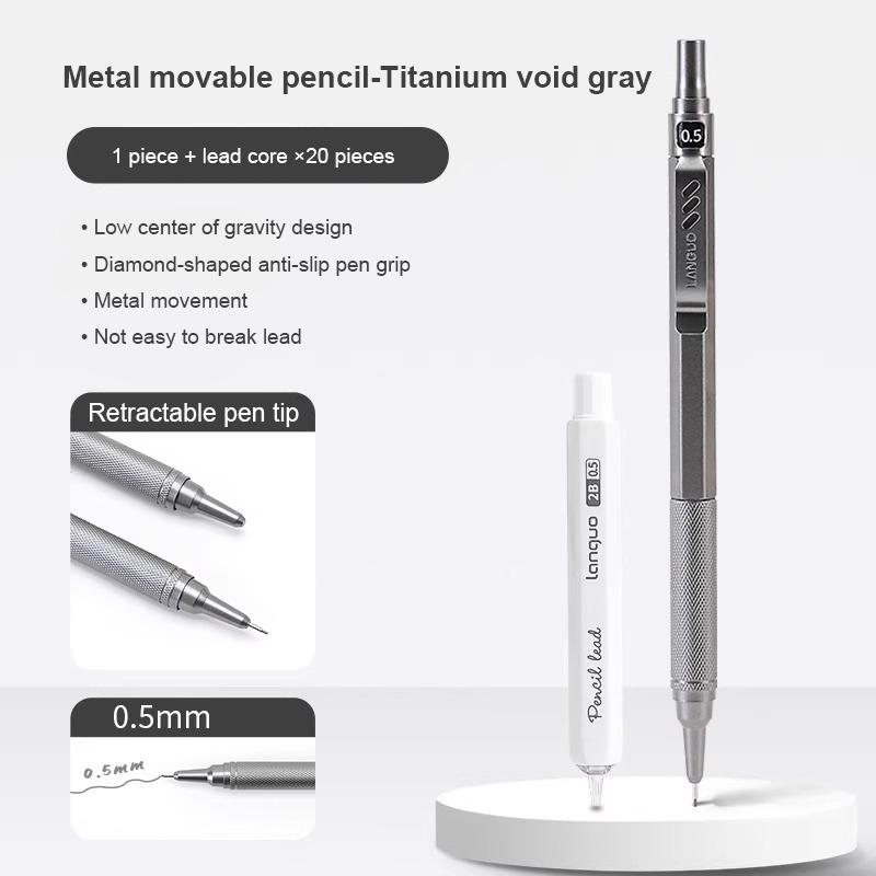 0.3 0.5 0.7 mm Full Metal Mechanical Pencil Low Center of Gravity Retractable Nib Automatic Pencils Art Drawing Sketch Pencil