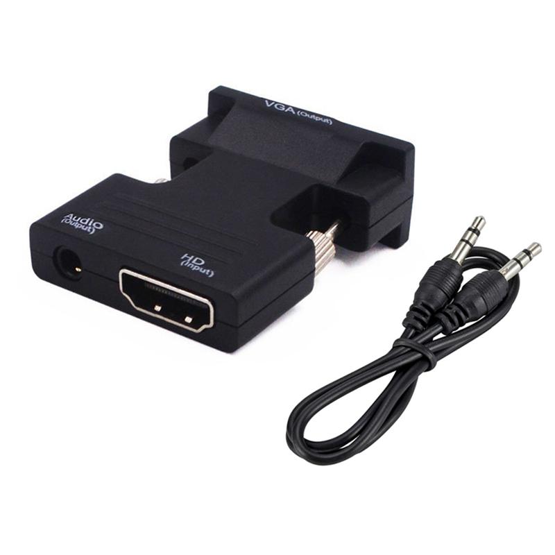 HDMI-compatible To VGA Adapter with 3.5mm Audio Cable For PC Laptop TV Box Projector Full HD 1080P HDMI To VGA Converter Adapter