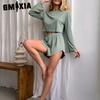 GMXIA Long Sleeve Shorts Autumn and Winter O-Neck Pajamas Two Piece Women's Home