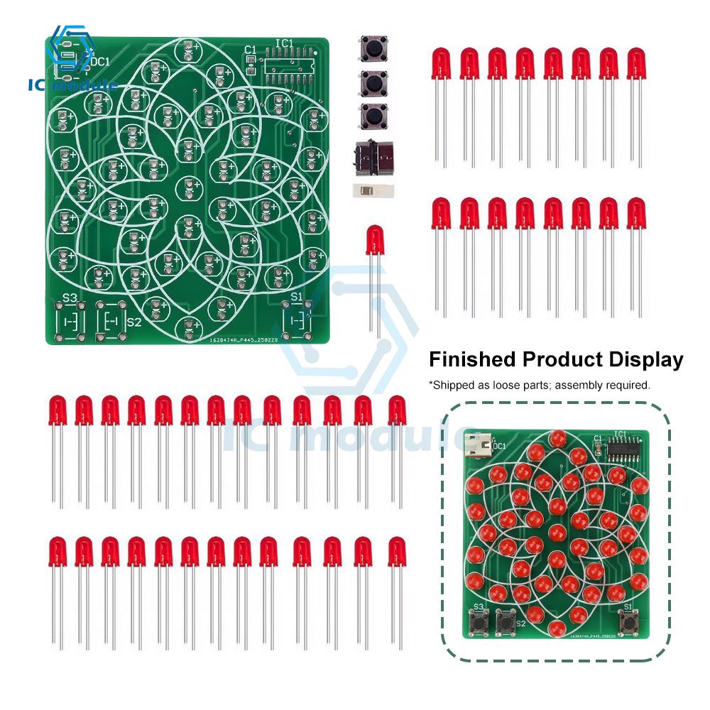 Kit Luce Elettronica Fai-da-te Mulino a Vento Acqua che Scorre - 43 LED Display Multi-Modello, Progetto di Saldatura Pratica 5V per Principianti