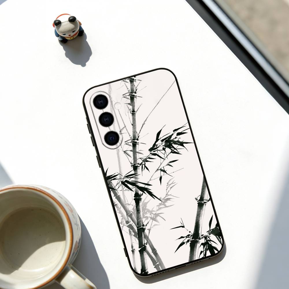 

Classical Chinese Landscape Phone Case Black Silicone Soft For Samsung Galaxy A73,A72,A71,A70,A53,A52,A51 Samsung a51 4g