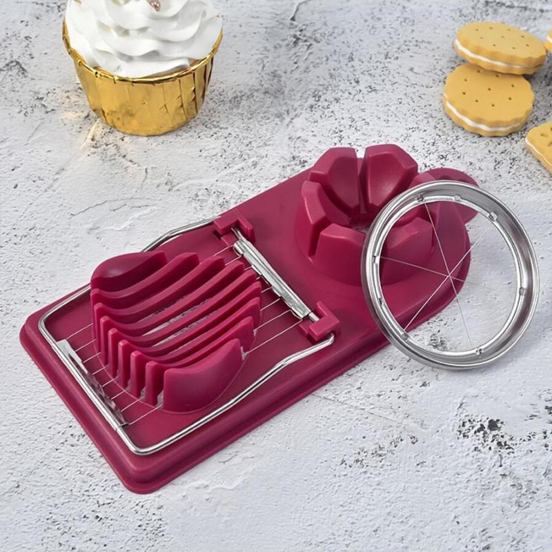 Multifunctional Egg Cutter 2-In-1 Stainless Steel Wire Pull Egg Cutter for Hanging High-Quality Kitchen Accessory Tools