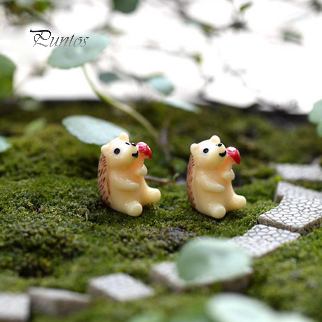 2 pezzi di figurine di riccio mini decorazioni in resina piante grasse ornamenti paesaggistici