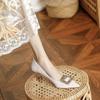 New High Heels Women's Thin Heels Fashion Rhinestone Square Buckle Pointed Single Shoes Black Temperament Small Heels