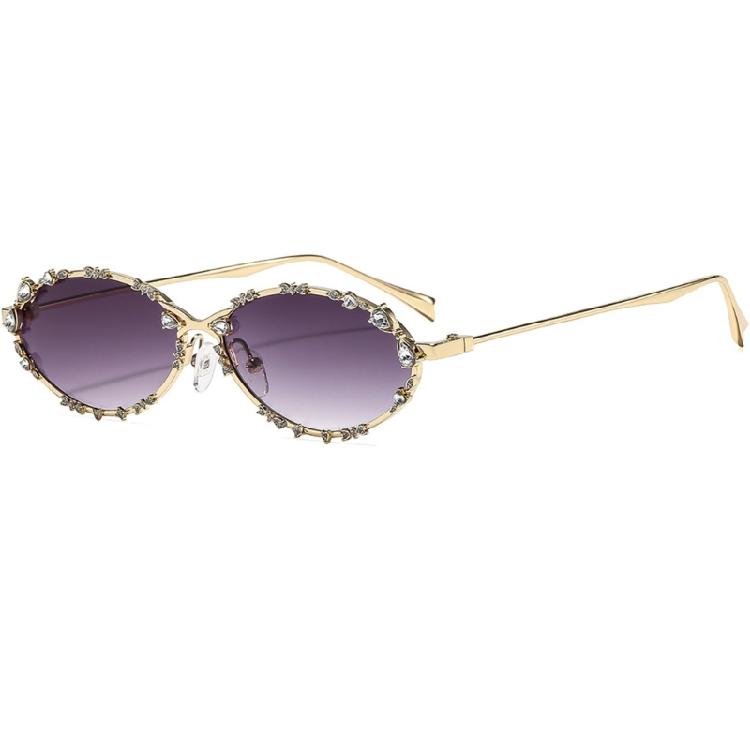 Trendy Elegant Sunglasses Crystal Embellished Metal Frame Polarized Lens Lightweight Design For Birthday Girl