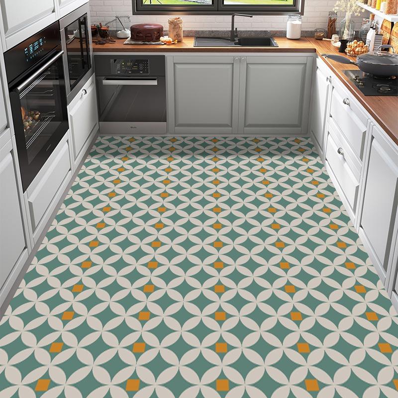 Dywan kuchenny z PVC, antypoślizgowy, olejoodporny, wodoodporny, duży dywan ze skóry, wzór kwiatowy, zmywalny, łatwy do czyszczenia