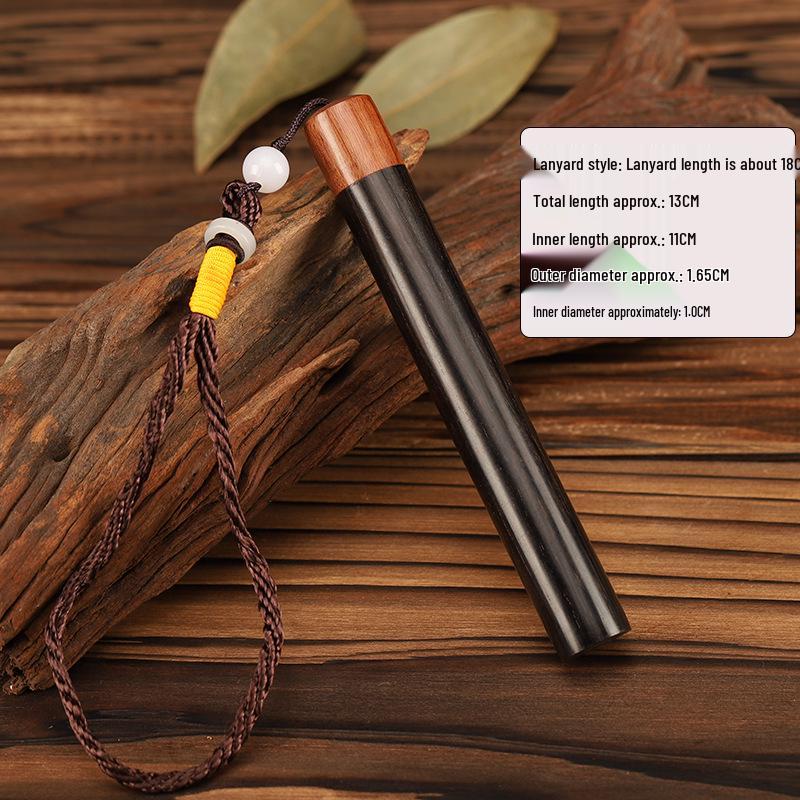 Ebony Sandalwood Incense Holder: Solid Wood Tube with Screw Cap for Incense Storage