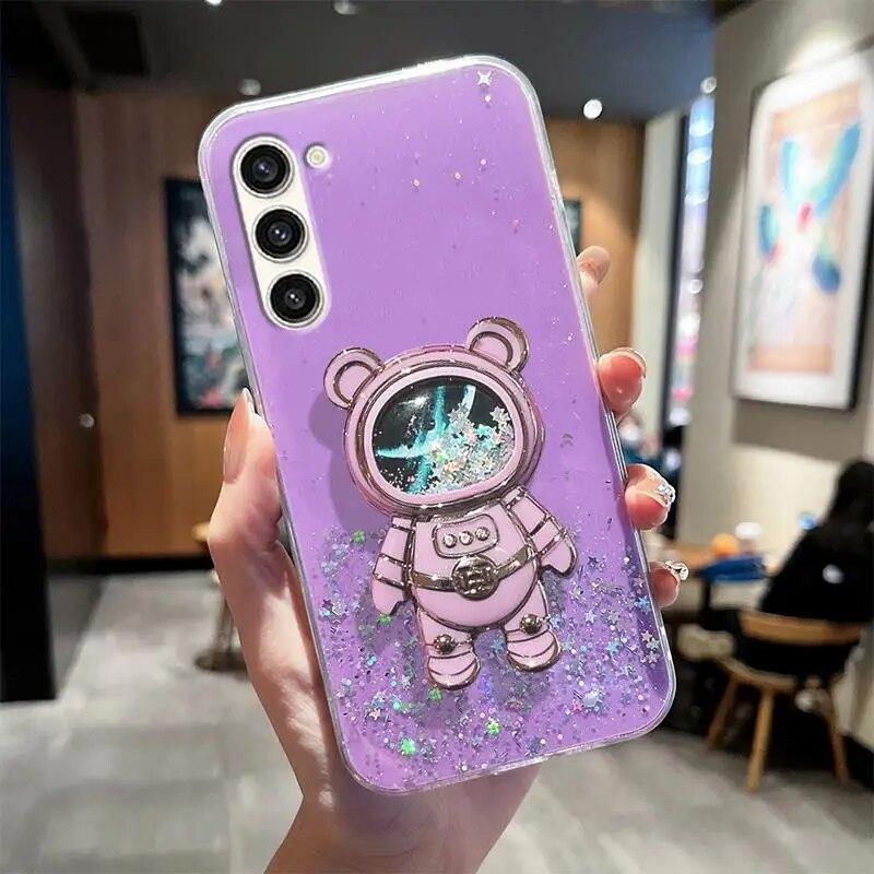 

S 21 22 23 Чехол-держатель «Зыбучие пески» для Samsung Galaxy S20 S21 Fe S22 S23 Plus Ultra S10 S9 S8, силиконовый чехол Note 20 10 S9 Plus светло-фиолетовый