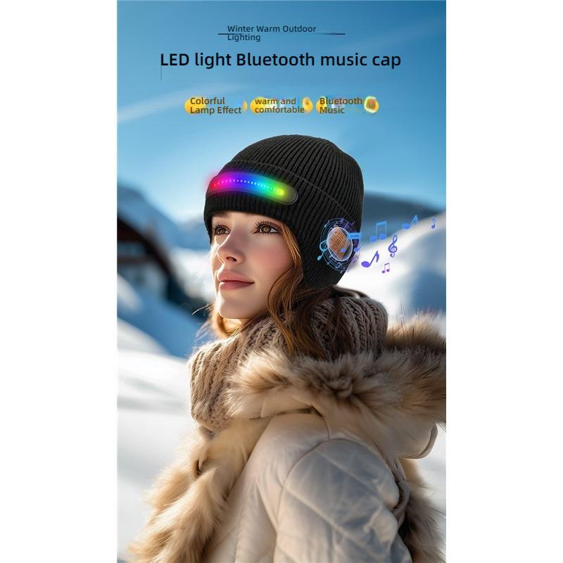 Wireless Bluetooth 5.4 Music Beanie Hat with Reflective Stripe, Waterproof Noise Reduction Stereo Headphones for Outdoor Sports