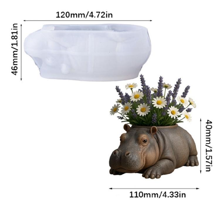 Multipurpose Hippo Shape Silicone Planter Mold For Epoxy Resin Casting Creation Home Or Garden Decors Craft Supplies