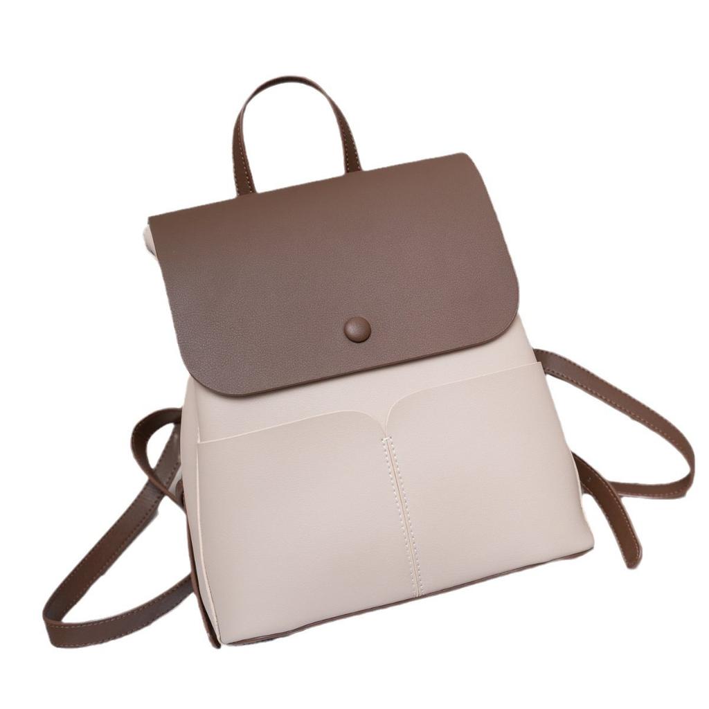 Kožený Batoh z Hovězí Kůže Kontrastní Barvy Dámský Ležérní Módní Nový Batoh Jednoduchý Dojíždění Cestování Školní Taška Batoh