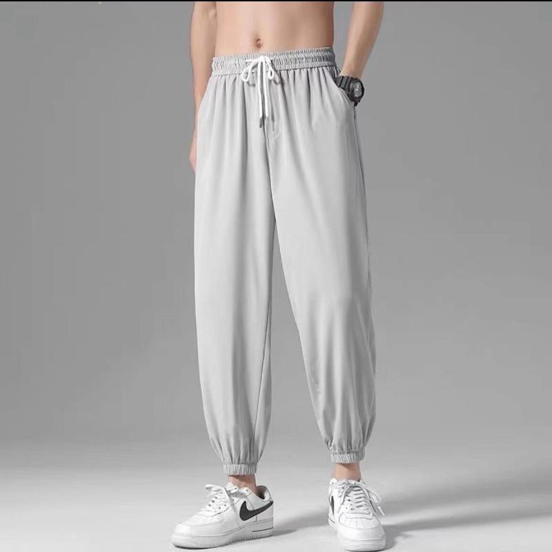 Men's Summer Thin Ice Silk Relaxed Drawstring Casual Pants