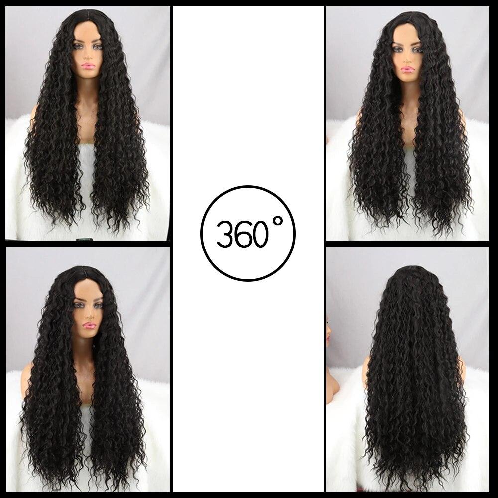 Synthetic Wigs Curly Wigs for Black Women Long Deep Wave Wigs Hair Heat Resistant Half HTied Cosplaly Wigs Party