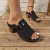 Button-down Wedge Heels Flip-flops Toe-exposed Wedge Heels Beach Shoes and Flip-flops