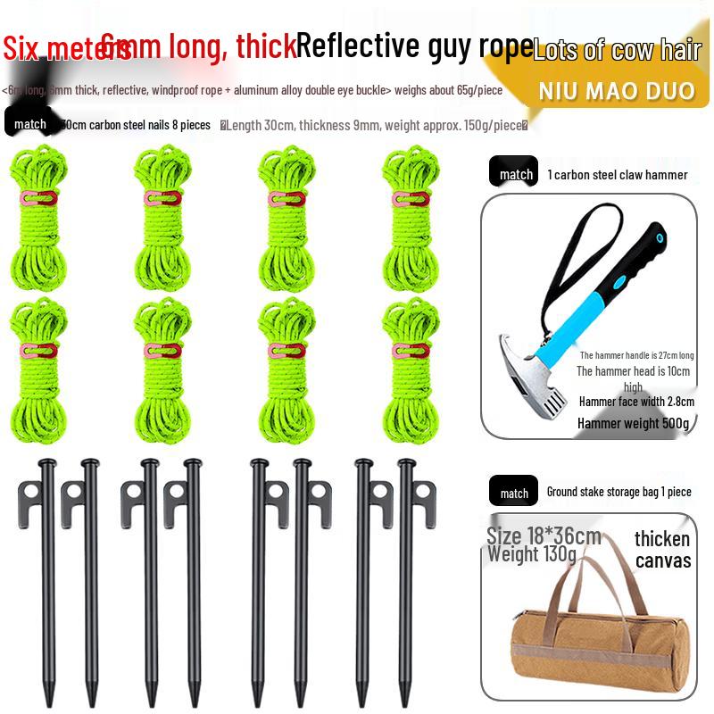 Heavy-Duty Adjustable 6mm Tent & Tarp Guy Ropes