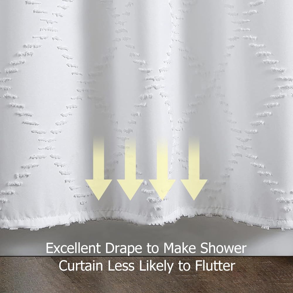 Kaxich White Polyester Shower Curtain, Waterproof Spherical Cut Flower Shower Curtains with Hooks and Weighted Hem (180x180 cm)