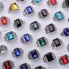 20 Pieces/lot Vintage Glass Rings For Women Men Mix Style Square Geometry Jewelry Party Gifts Wholesale