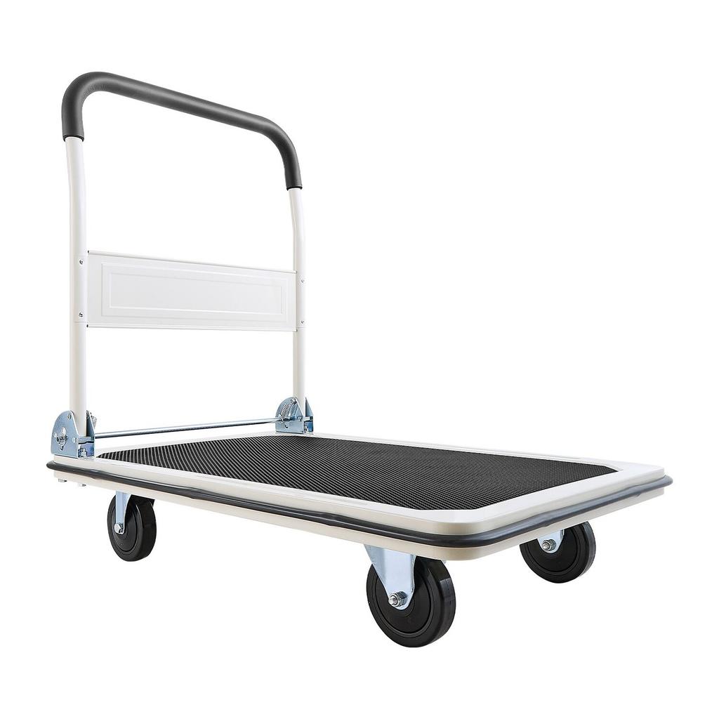 Foldable Push Cart Dolly, 299.37 Kg Capacity, Folding Platform Truck with Swivel Wheels, Moving Platform Hand Truck Flatbed Cart, Space Saving Push